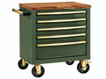 Gereedschapswagen 72 x 46 x 91 cm staal en hout groen met 5 laden