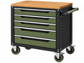 Gereedschapswagen 85 x 46 x 95 cm staal en hout groen zwart met 5 laden en wielen