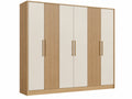 Kledingkast 270 x 60 x 210 cm beige/naturel eiken plaatmateriaal met 6 deuren en verticale latten