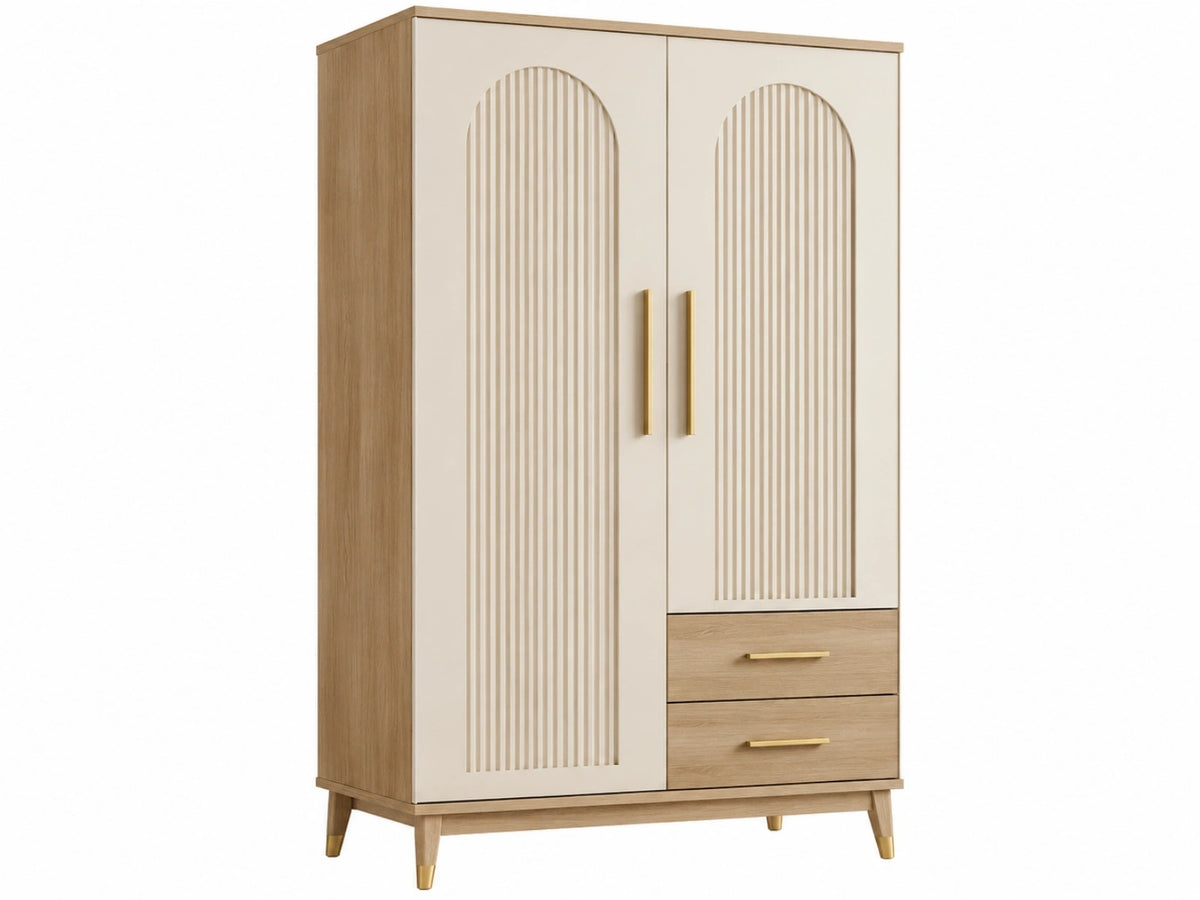 Kledingkast 100 x 50 x 180 cm houtmateriaal crème eik met 2 deuren en 2 laden