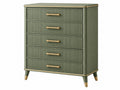 Ladekast 80 x 40 x 110 cm groen houtmateriaal met vijf laden retro