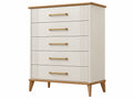 Ladekast 80 x 40 x 120 cm crème en naturel hout - 5 laden Scandinavische stijl