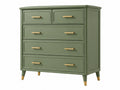 Ladekast 90 x 40 x 100 cm groen houten opbergkast met 5 laden