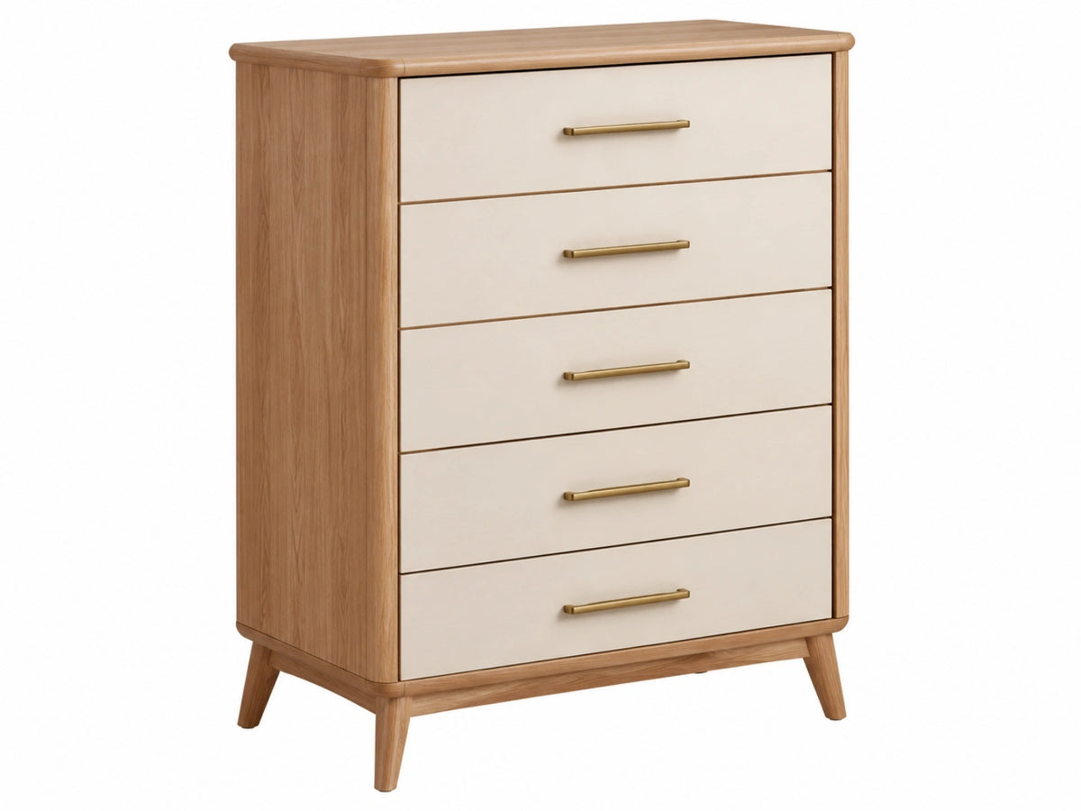 Ladekast 80 x 40 x 120 cm hout naturel crème met 5 laden