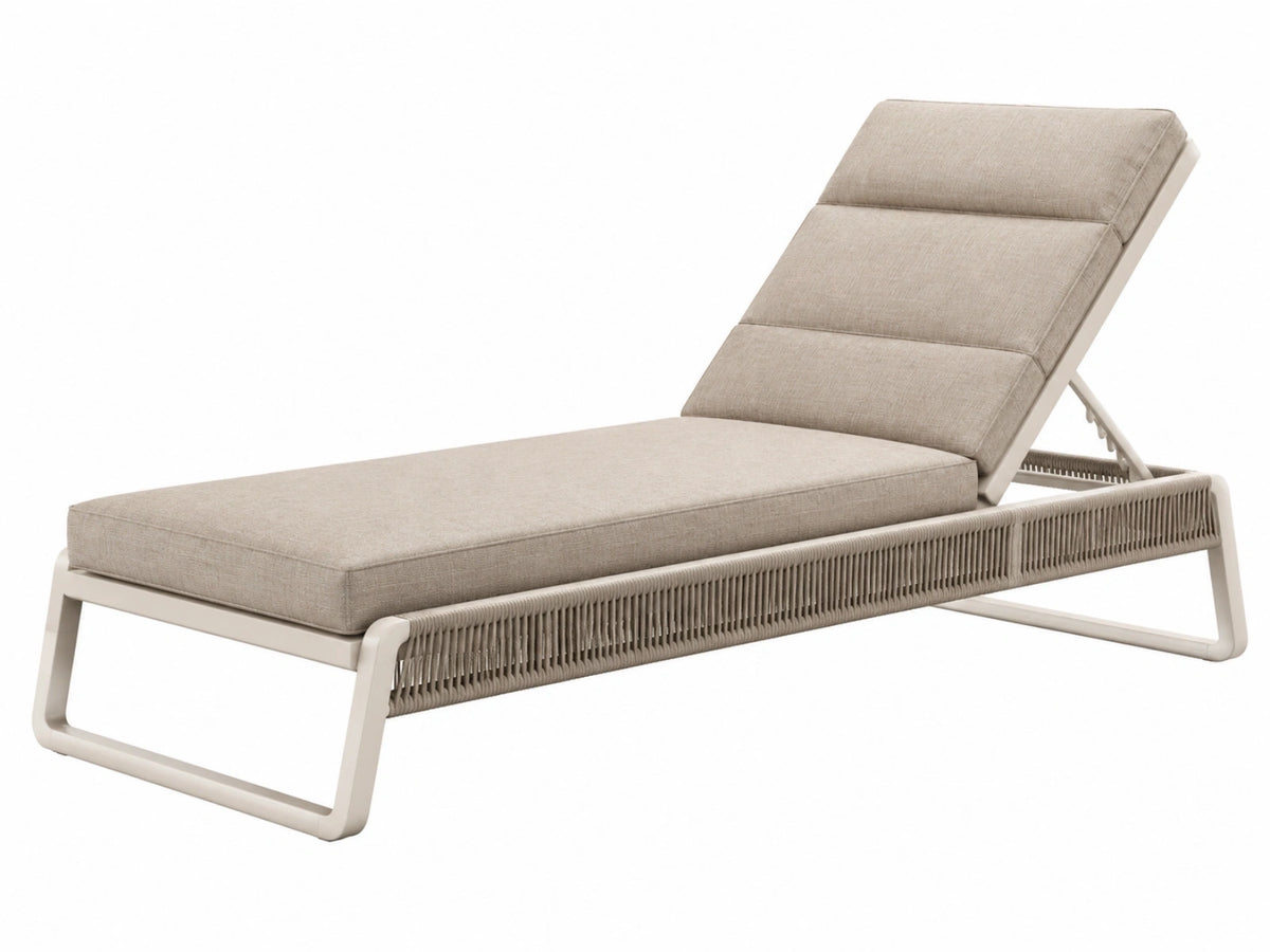 Verstelbaar buitenligbed 200 x 70 cm - beige textiel en wit metalen frame - modern terrasligbed