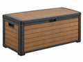 Opbergkist 120 x 60 x 65 cm kunststof bruin antraciet houtlook voor buiten
