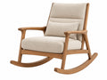 Schommelstoel 70 x 95 x 100 cm hout beige - gestoffeerde fauteuil met armleuningen