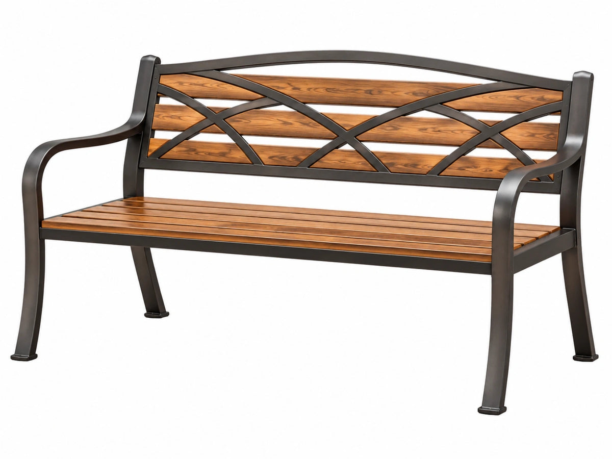 Tuinbank 120 x 60 x 90 cm - metaal en hout bruin/zwart - zitbank in klassieke stijl