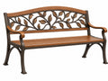 Tuinbank 150 x 65 x 90 cm hout en metaal bruin - bank met bladmotief