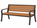 Tuinbank 125 x 60 x 85 cm hout bruin met zwart metalen frame - modern met armleuningen