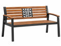 Tuinbank 120 cm hout en zwart metaal met bladmotief